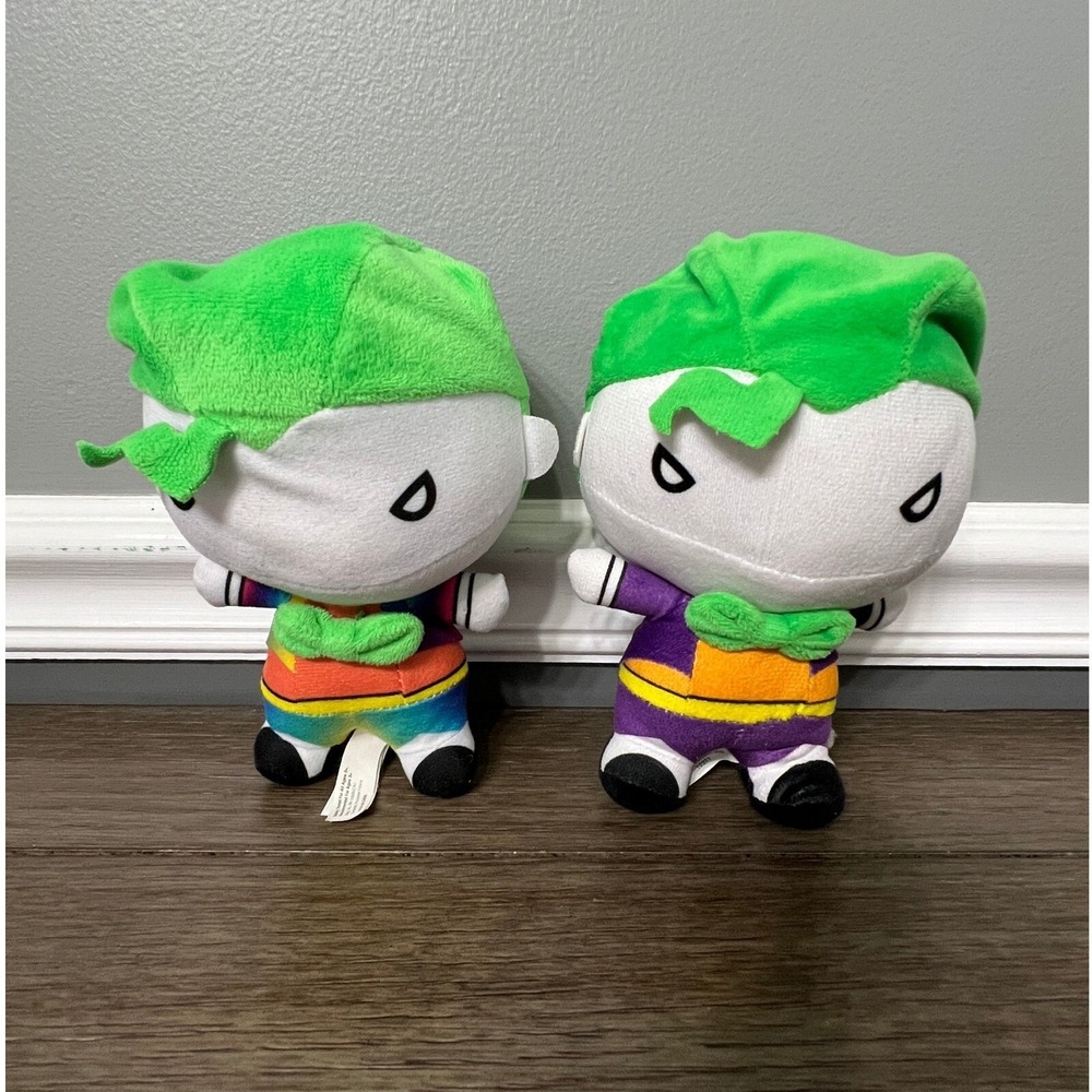Justice League Joker Plush Set DC Comics Rainbow Purple Stuffed Toy 8" Lot of 2